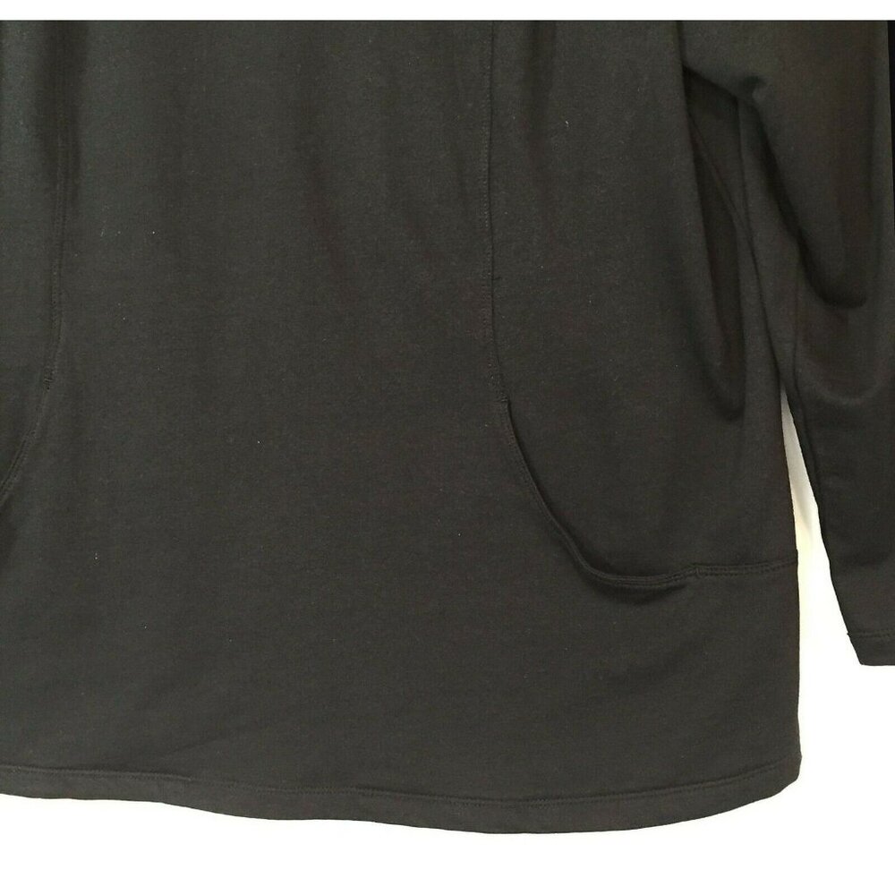 D & Co Active Womens Large Blouse Black Relaxed Fit Pockets Top Pullover Stretch - Picture 6 of 10